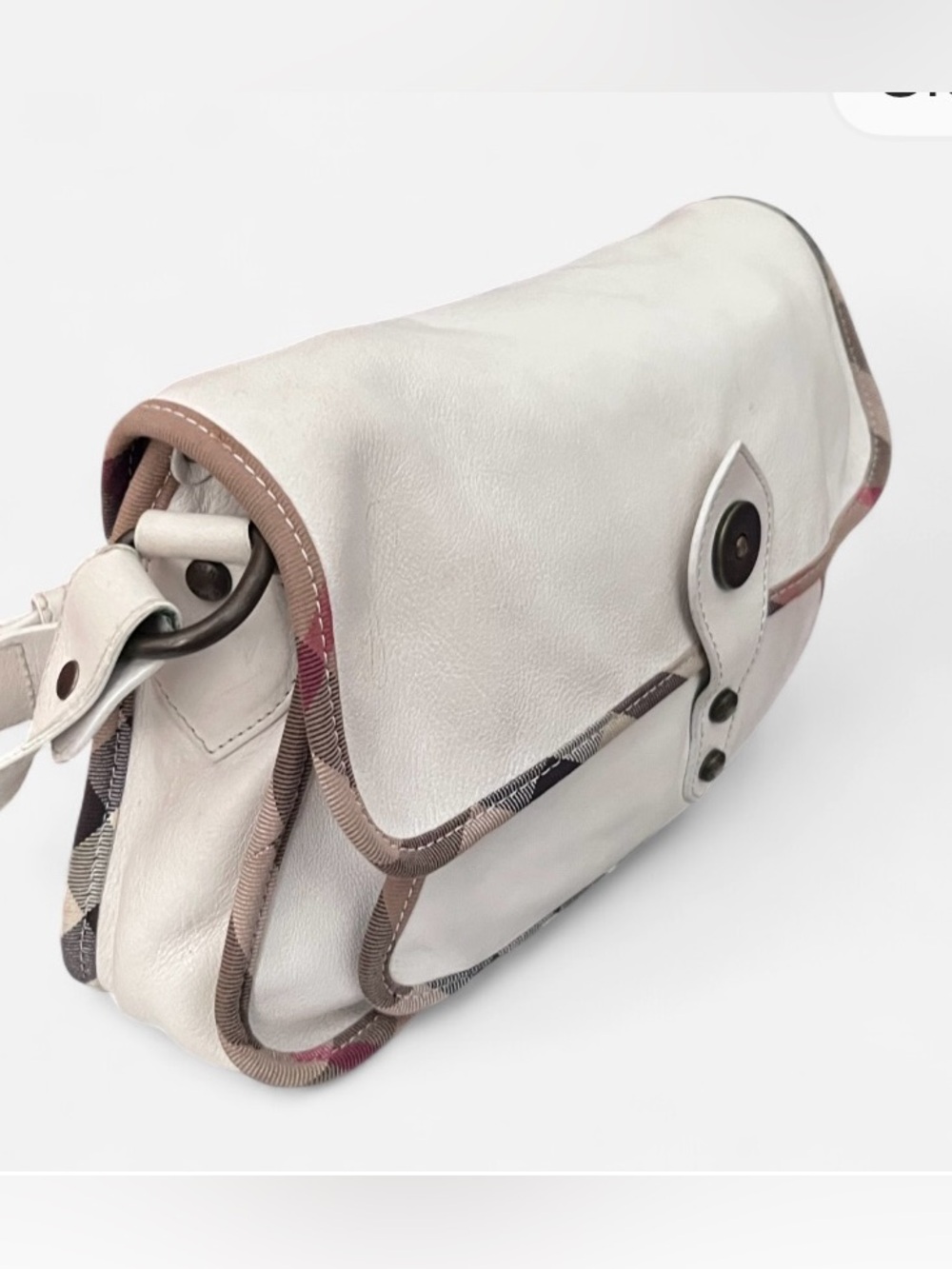 Burberry Vintage LeatherCream Nova trim Crossbody Shoulder Bag - Picture 2 of 6